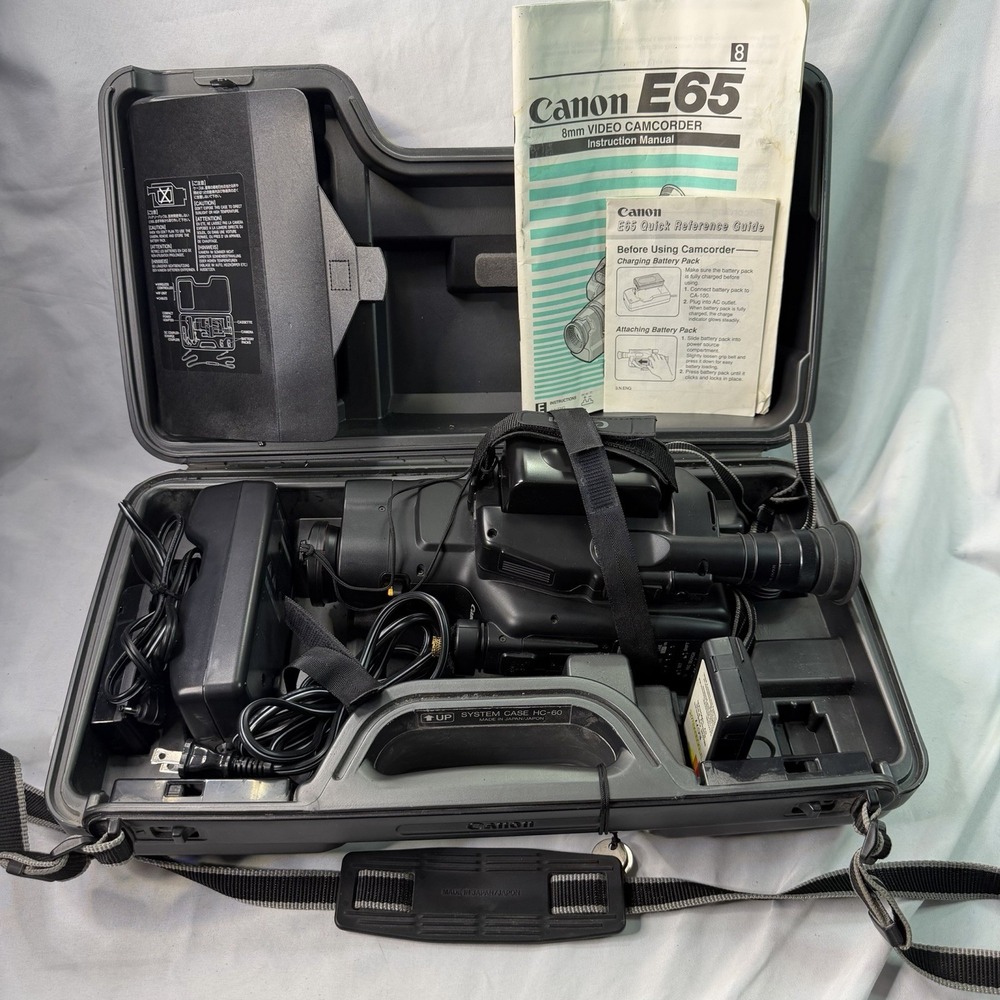 Canon Canovision 8 E65 8mm Camcorder Bundle HC-60 Case Manual PARTS/REPAIR